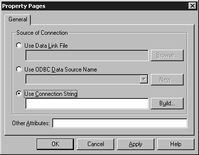 The Connection String Property dialog box