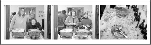 Three different views taken by the “Polenta-Cam” web cam that was set up to document the refreshment table at a gallery opening