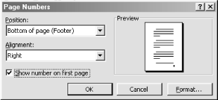 Adding page numbers to a document