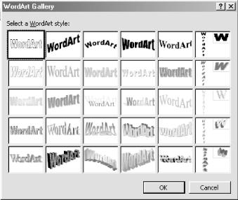 Choosing a WordArt style