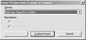 Selecting a scanner or camera