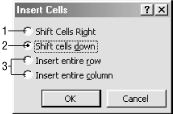 Inserting a cell into a table
