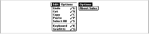 The menus for dialogs with input fields