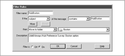 Mail filtering in Netscape Messenger