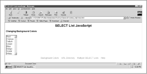 Select List JavaScript