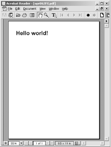 Hello world in a PDF document