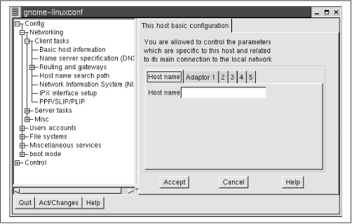 The basic host information dialog box