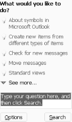 The Outlook Help dialog