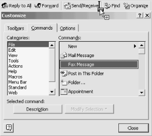 Drag a command from the Customize dialog to an existing toolbar