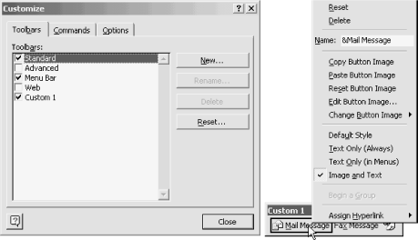 Customizing a toolbar button image or name