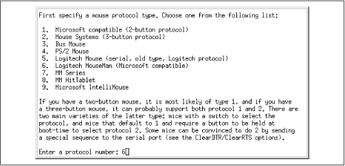 Specifying the mouse type