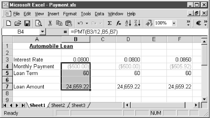 Highlight the number of rows you want to insert. Excel will add four new rows about between the Interest Rate and Monthly Payment rows