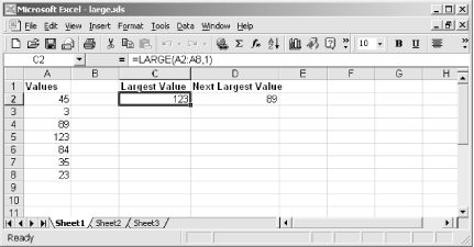 Use LARGE to find a value in an array based upon how large it is compared to other values