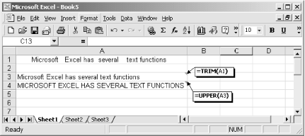 Use TRIM to ensure that excess spacing has been removed from a text string