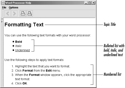 Displaying formatted text