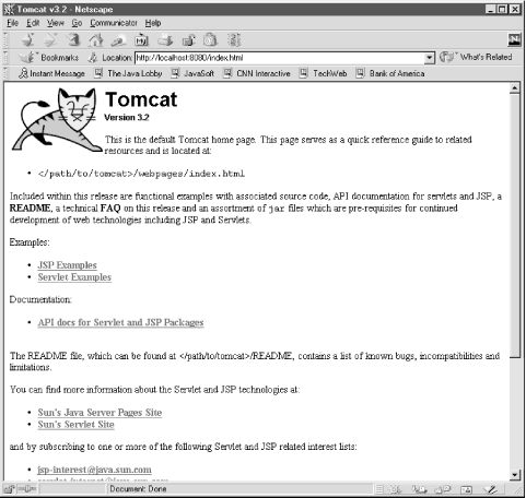 The Tomcat main page