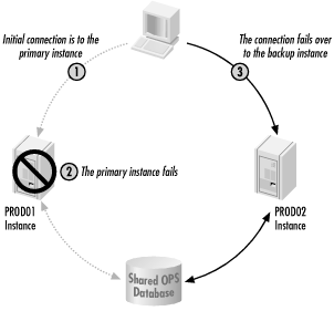 Failover to a backup instance in an OPS environment