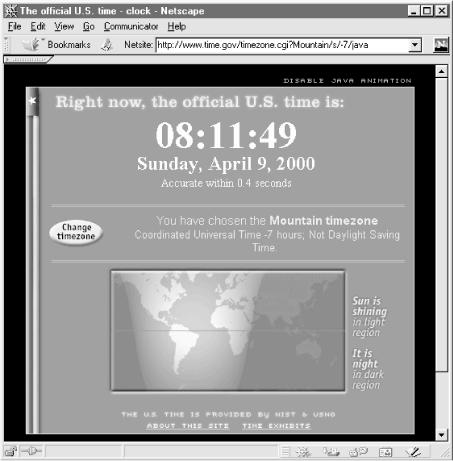 The Atomic Web Clock applet at http://www.time.gov/