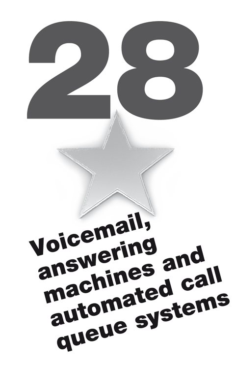 28 Voicemail, answering machines and automated call queue systems
