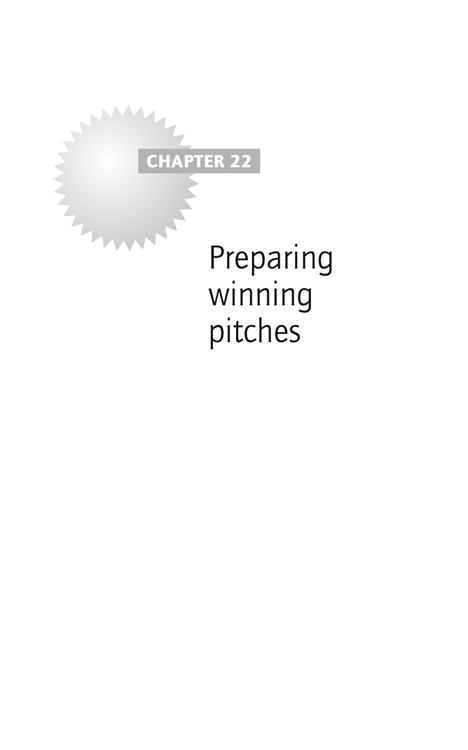 Chapter 22: Preparing winning pitches