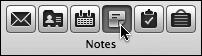 Click the Notes icon in the upper-left corner of the Entourage window to see your Notes list.