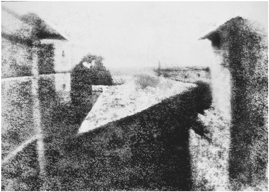 FIGURE 1.1 View from the Window at Le Gras. Long before photography was purportedly invented in 1839, Joseph Nicéphore Niépce created this image (which he termed a heliograph) in 1825