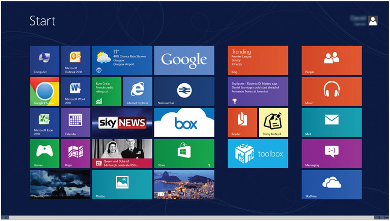 Figure 9.1: Windows 8 and the new “touch” focus on interaction.