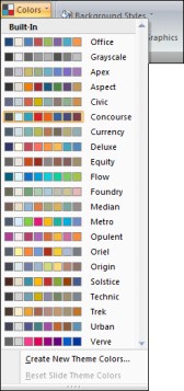 Figure 11-1: Theme colors let you customize the colors used in your chosen theme.