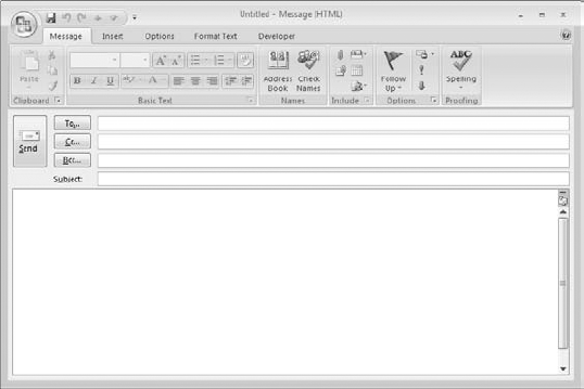 A blank email message ready to be composed and sent.