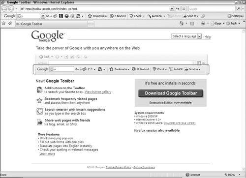 Learn about and download Google Toolbar for Internet Explorer.