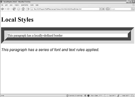 This page has styles, but they're defined differently than you've done before in this book.