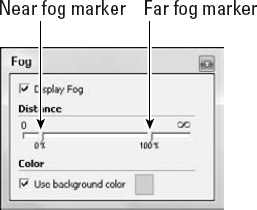 The Fog panel is used to apply fog to the drawing.