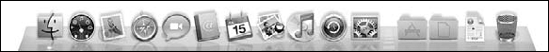 The Dock and all its default icons.