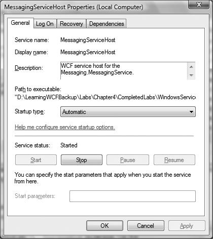 General Windows Service configuration options