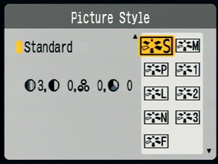The Picture Style menu.