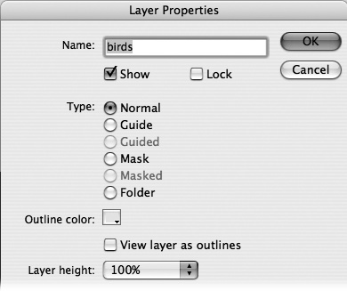 When you open the Layer Properties box you’ve got all the layer settings in one place. You can change the layer name, show, hide, or lock your layer and much more.