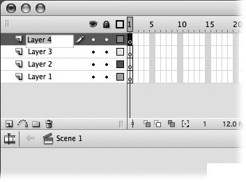 If you can’t remember what a particular layer contains, check the Stage: When you double-click a layer name to rename it, Flash automatically highlights the content associated with that layer.