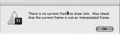 If you try to draw on the Stage when you’ve selected a folder instead of a layer, Flash lets you know in no uncertain terms. (An interpolated frame is a tweened frame; as you learn in , you can’t place images in a tweened frame, either.)