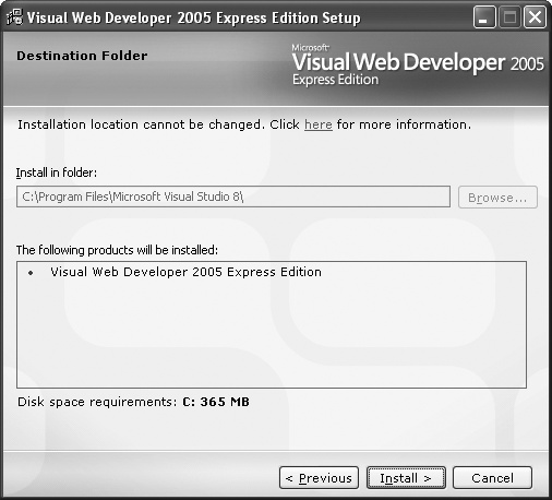 Installing Visual Web Developer Express Edition