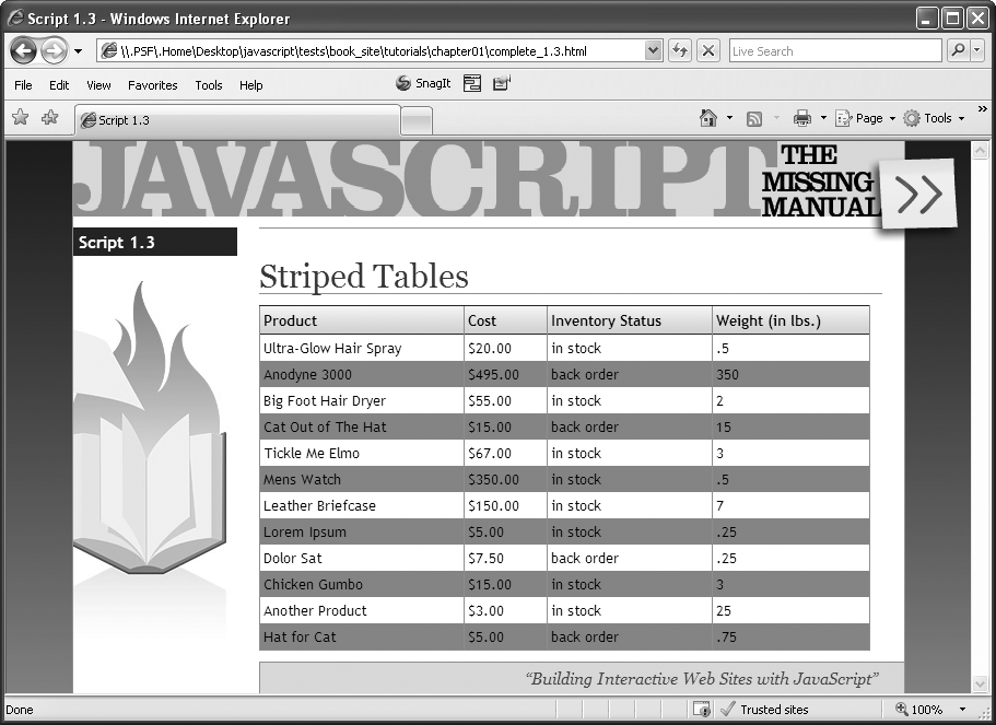 JavaScript can simplify common design tasks like changing the background color of every other table row.