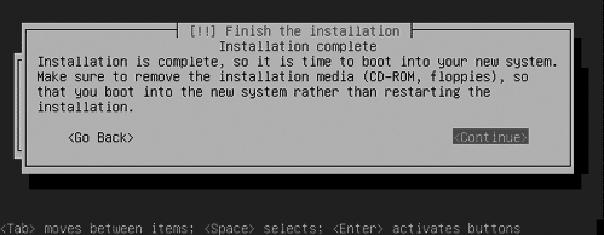 Ubuntu finished installation screen