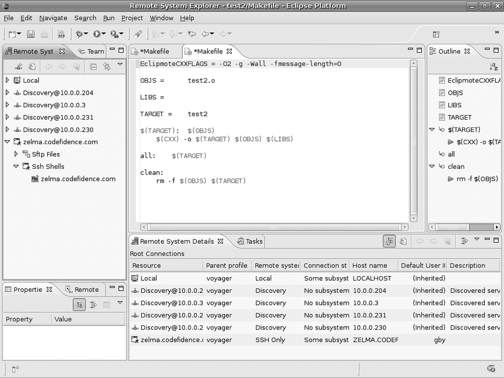 Eclipse Remote System Explorer New Connection wizard
              screenshot