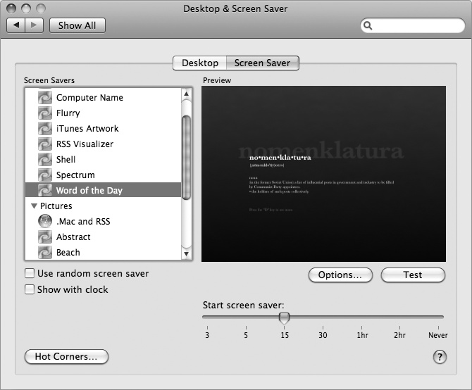 The Desktop & Screen Saver preference panel