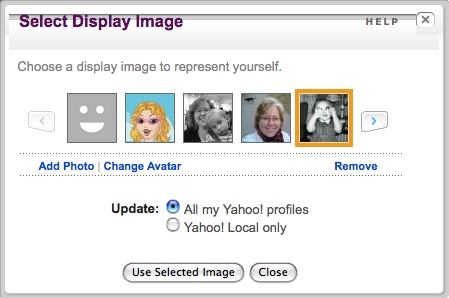 Simple overlay allows the user to change the image associated with the display name.