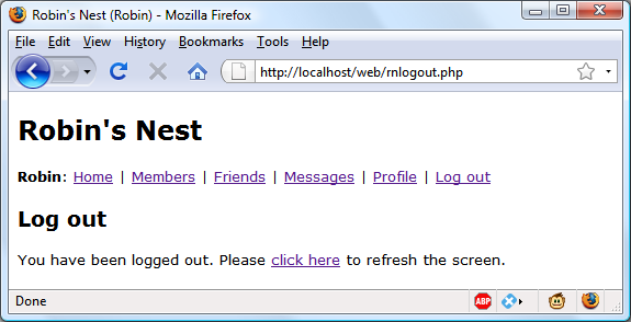 The logout page