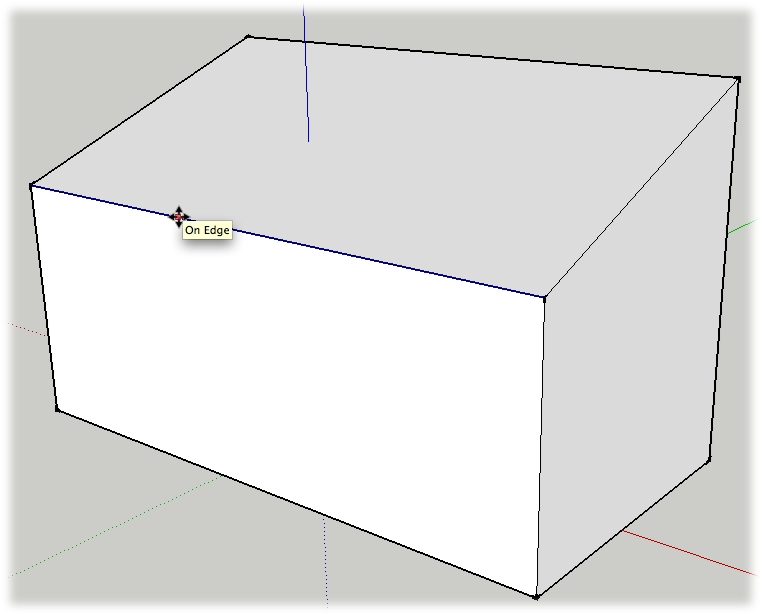 This box has a sloped roof. Using the Move tool and inference locking, you can even the sides.