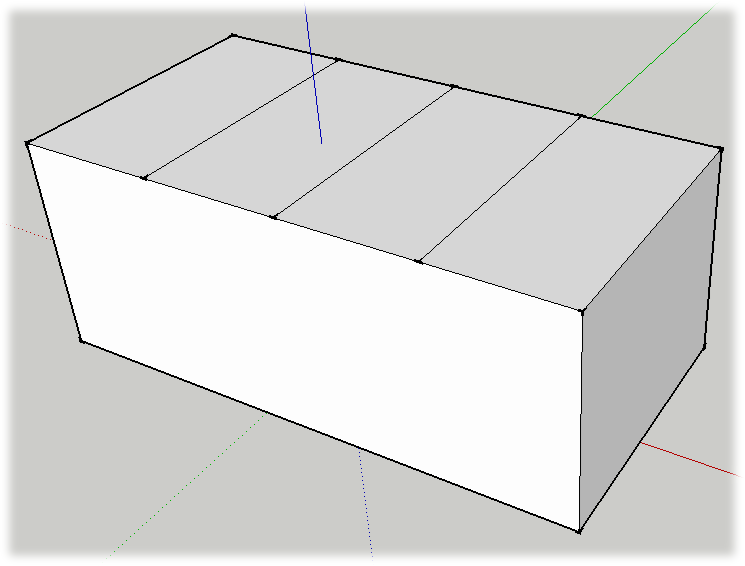 The top of this box was divided into four parts. First, it was divided in half by drawing a line from midpoint to midpoint. Then each new section was divided in the same manner, from midpoint to midpoint.