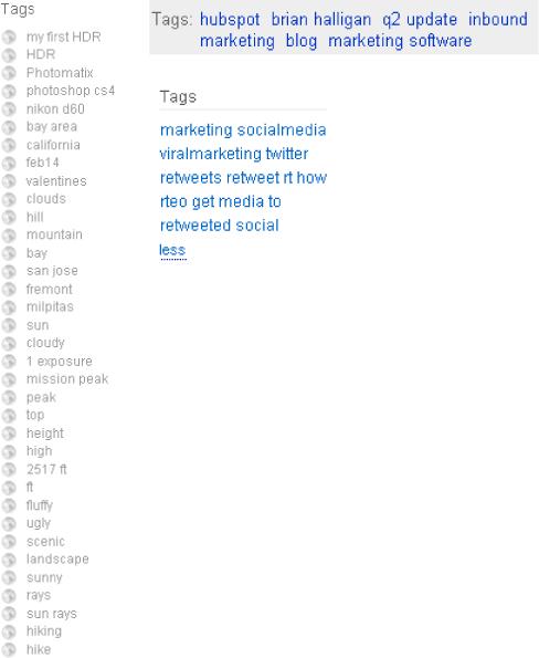 Tags are used on a variety of sites, and come in many forms.
