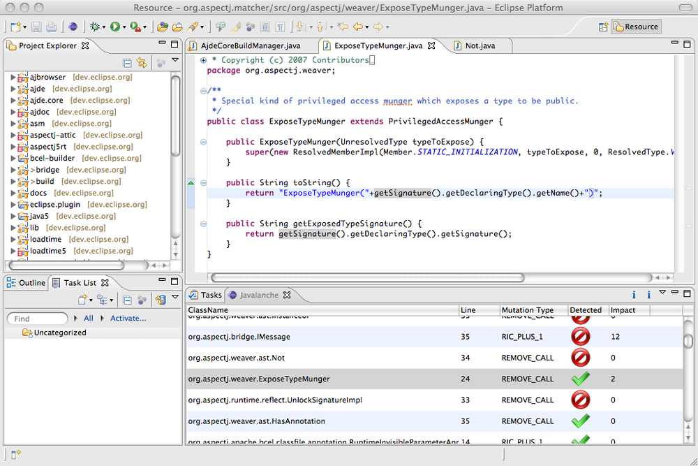 Javalanche running in the Eclipse environment