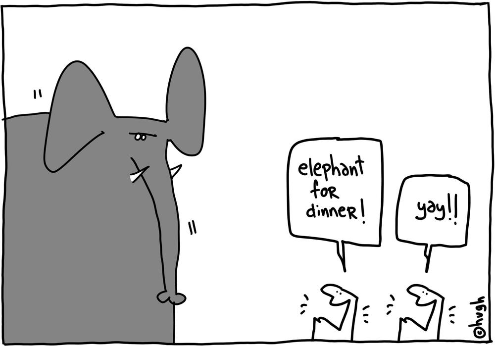 Eating the whole elephant at once = recipe for disaster